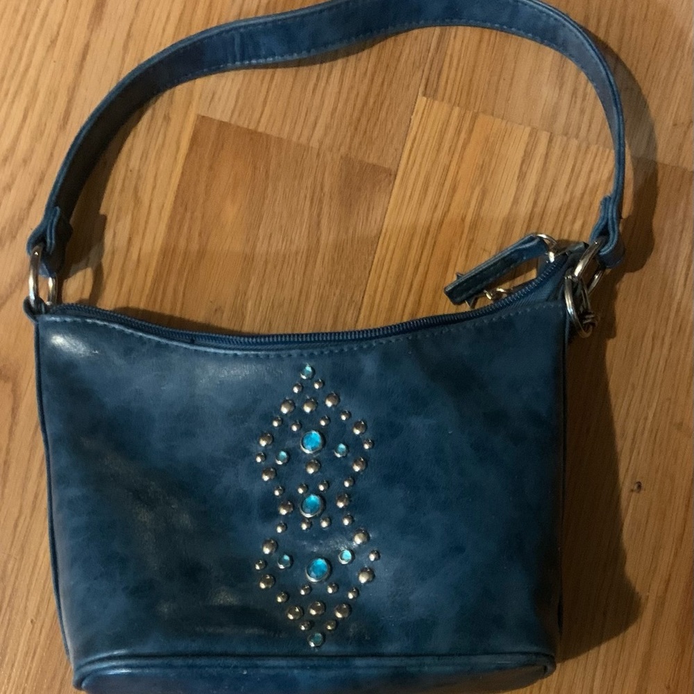 Cute Little Blue Embellished Hobo Bag